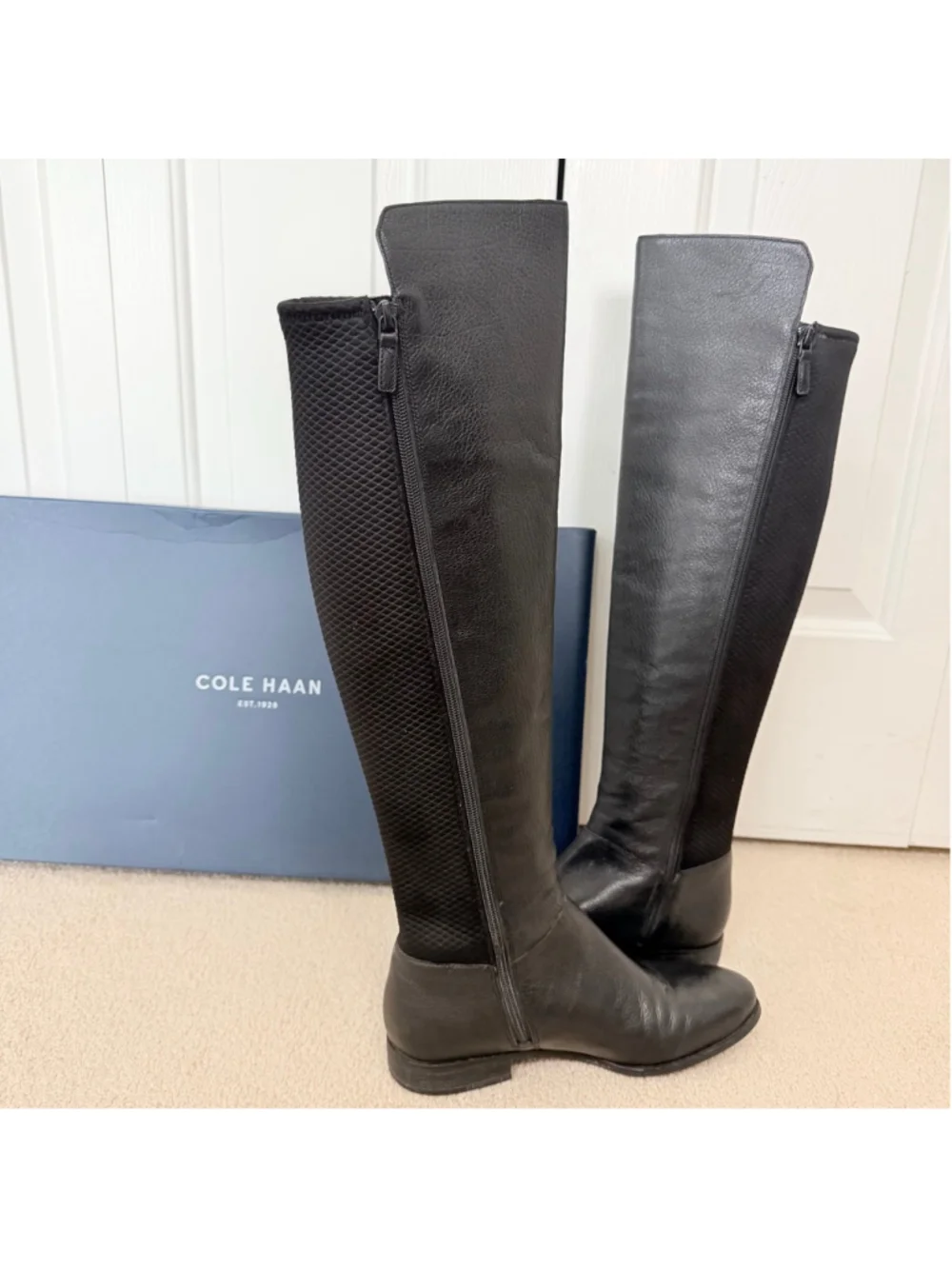 Cole Haan Dutchess Over the Knee Boots Black Leather Women's Size 8.5 B W00214
